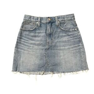 Madewell‎ Skirt Rigid Denim A-Line Mini Womens 27 US 4 Boho Cotton Frayed Hem